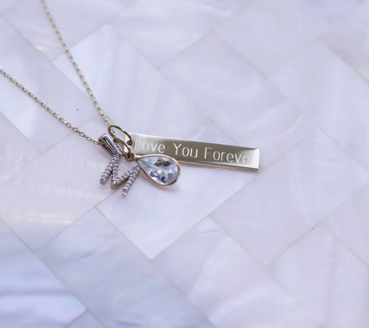 10k Gold Mini Diamond Letter Pendant