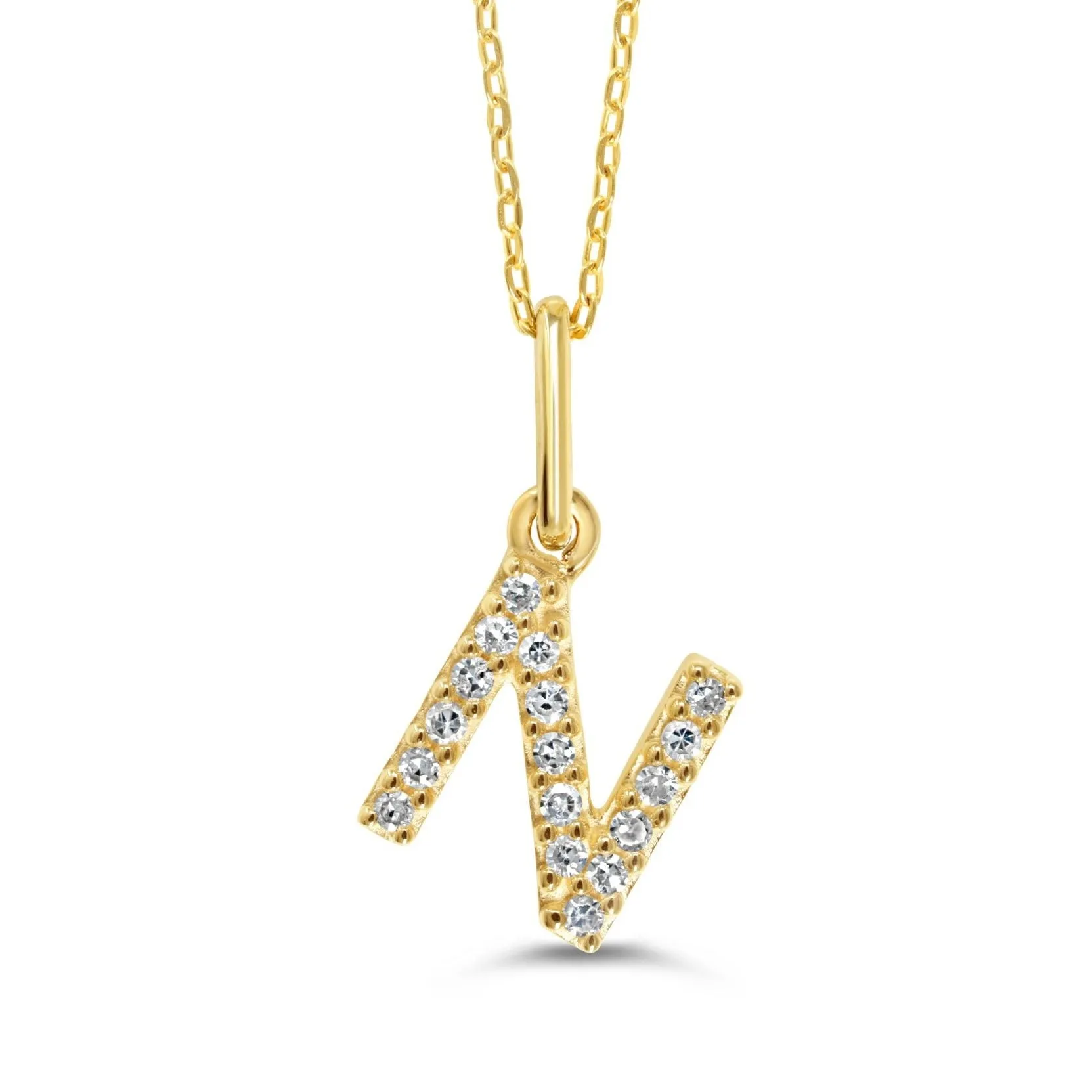 10k Gold Mini Diamond Letter Pendant