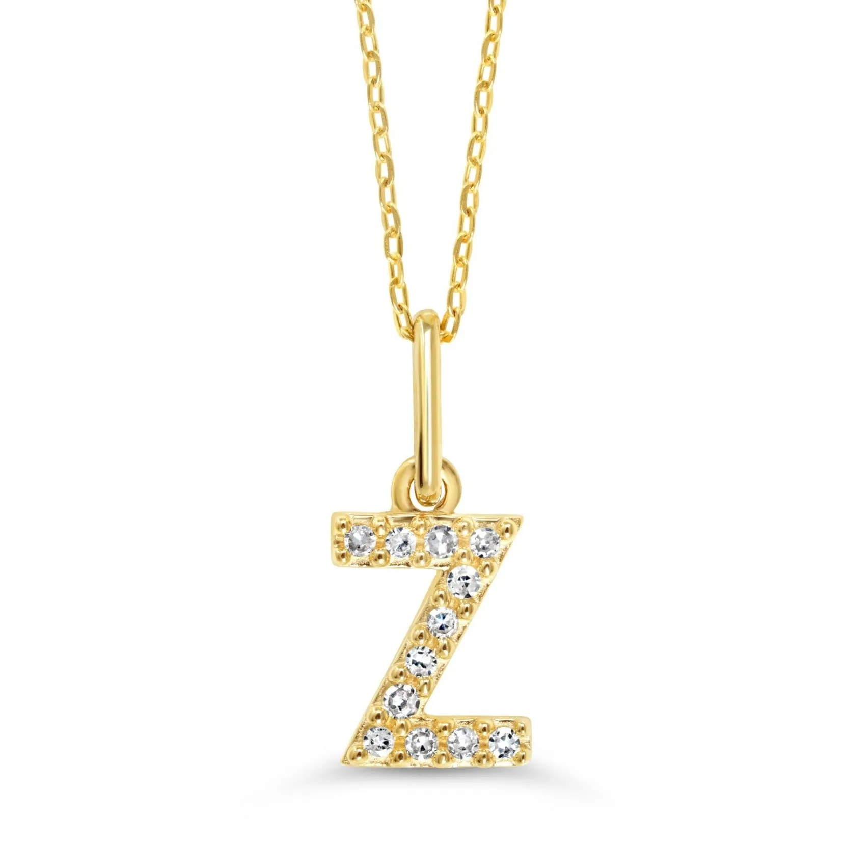 10k Gold Mini Diamond Letter Pendant