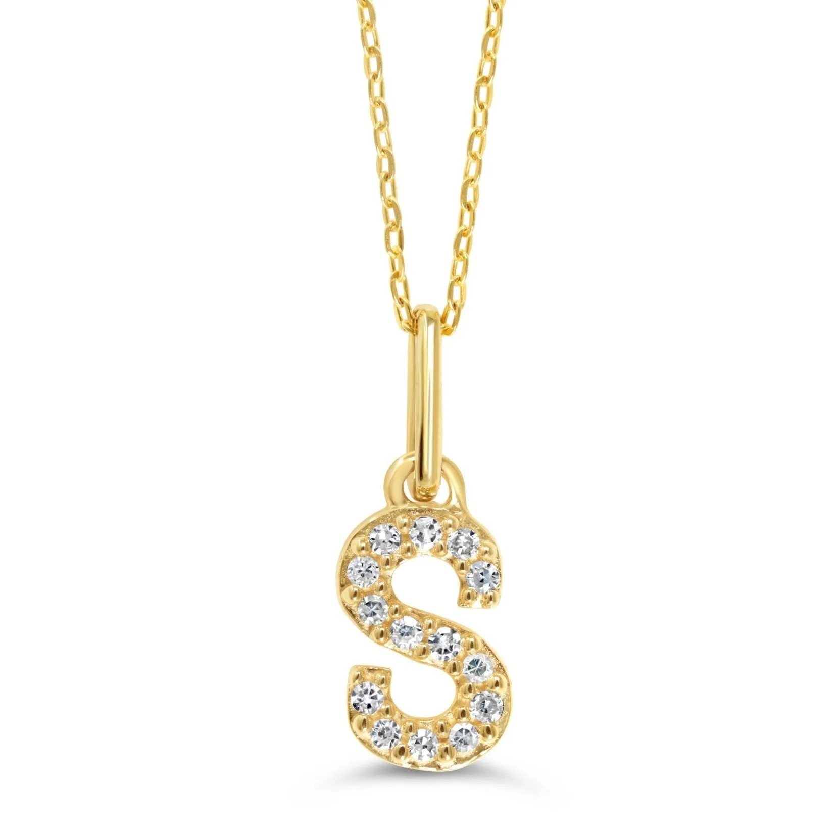 10k Gold Mini Diamond Letter Pendant