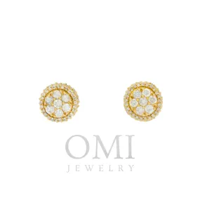 10K GOLD ROUND DIAMOND CLUSTER EARRINGS 0.93 CTW