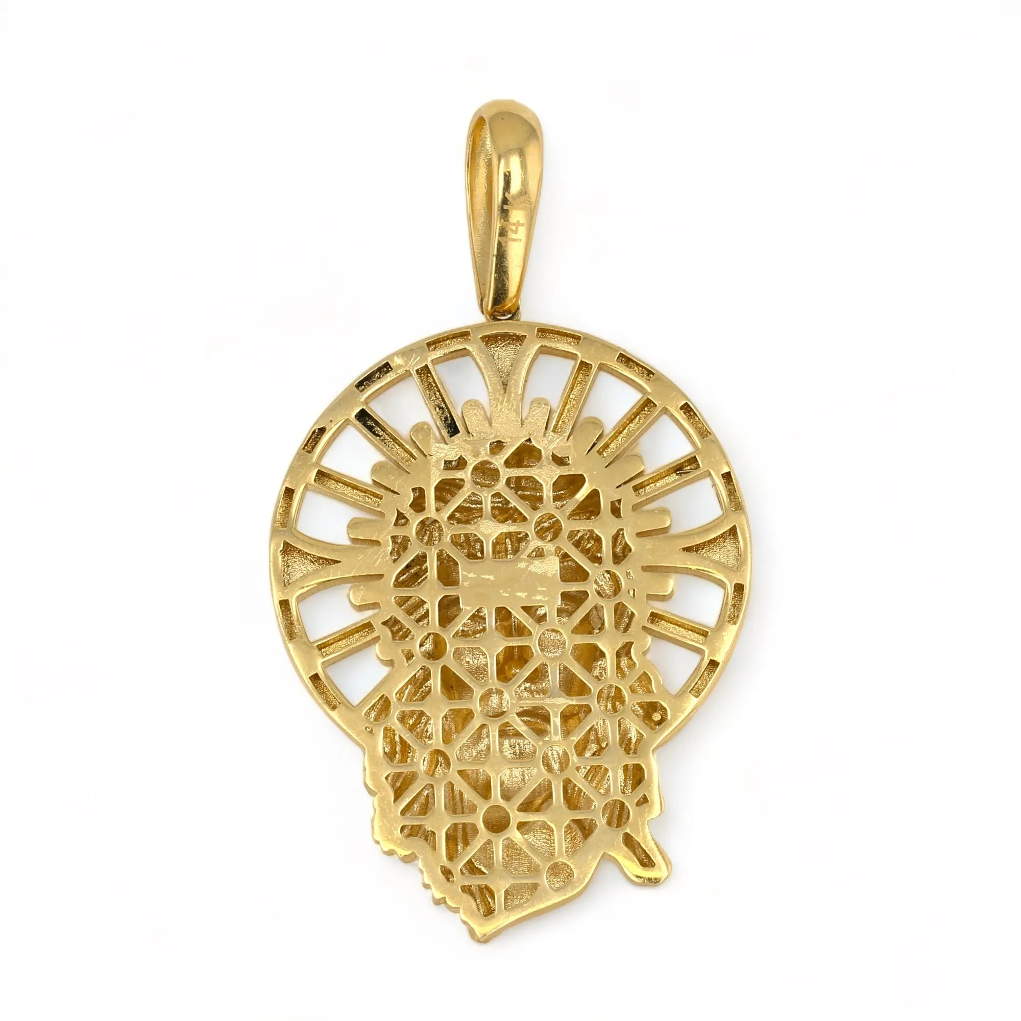 14K Yellow gold Jesus face charm-318005