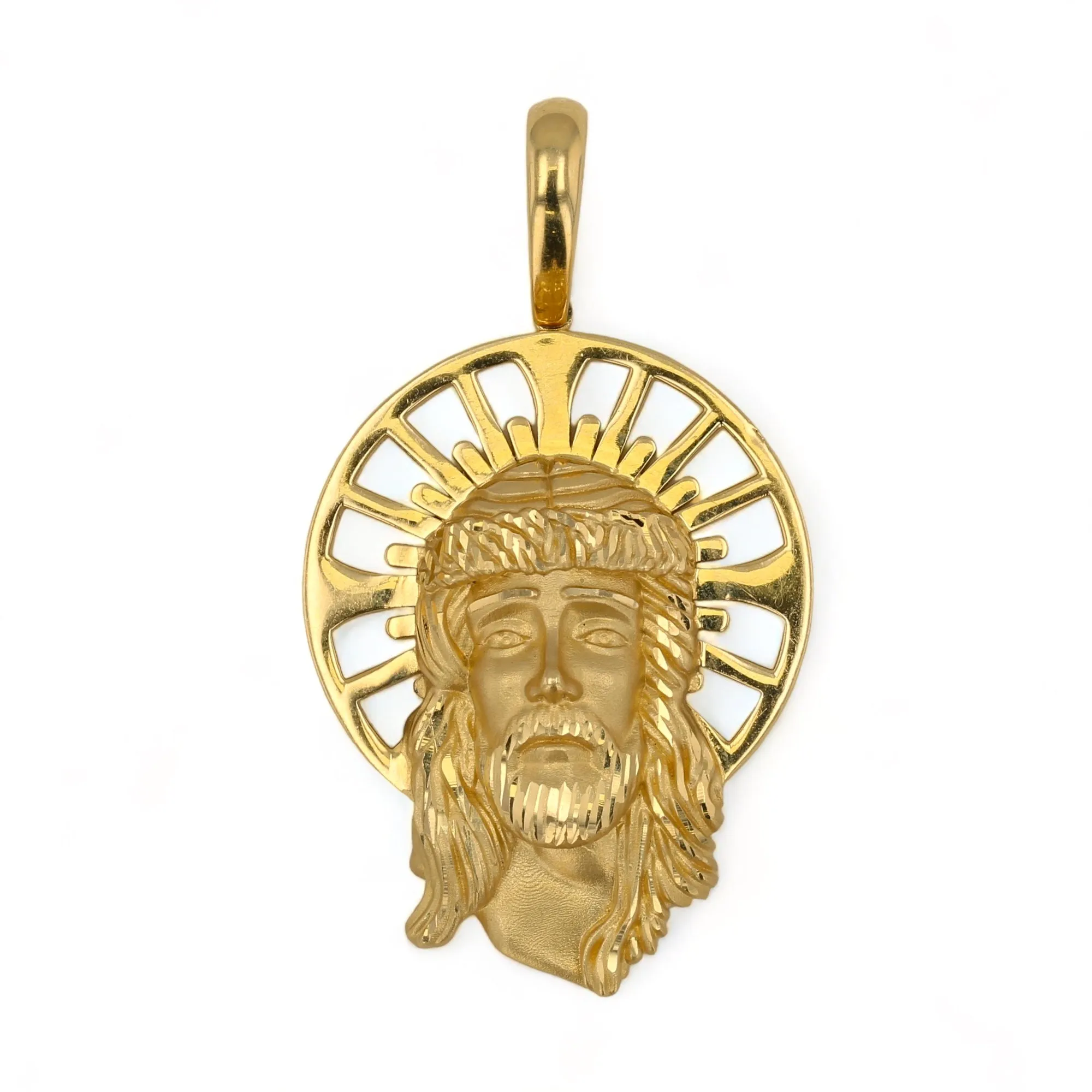 14K Yellow gold Jesus face charm-318005