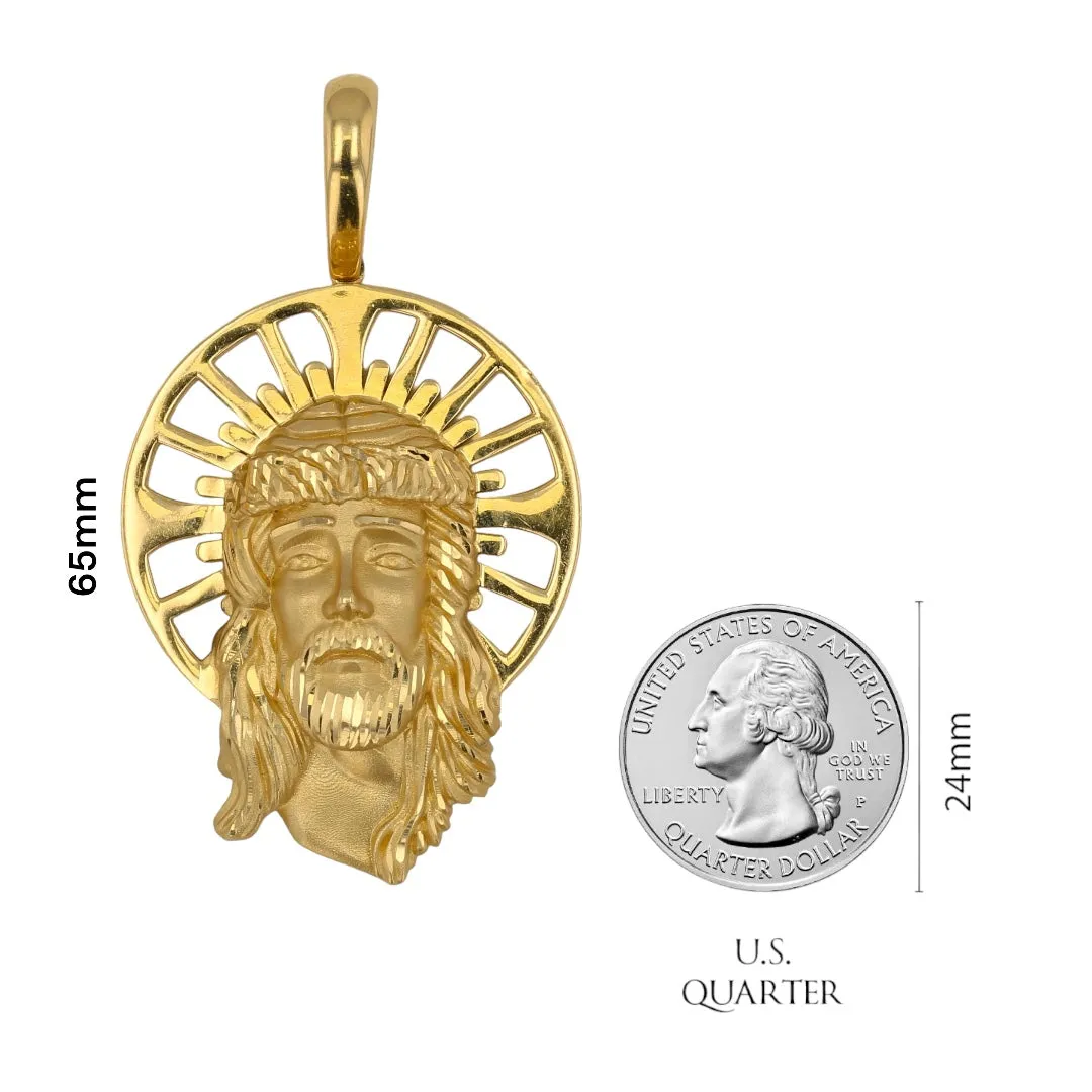 14K Yellow gold Jesus face charm-318005