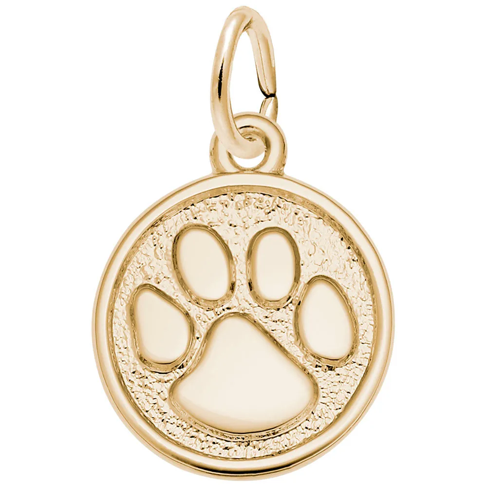 14K Yellow Gold Small Paw Charm