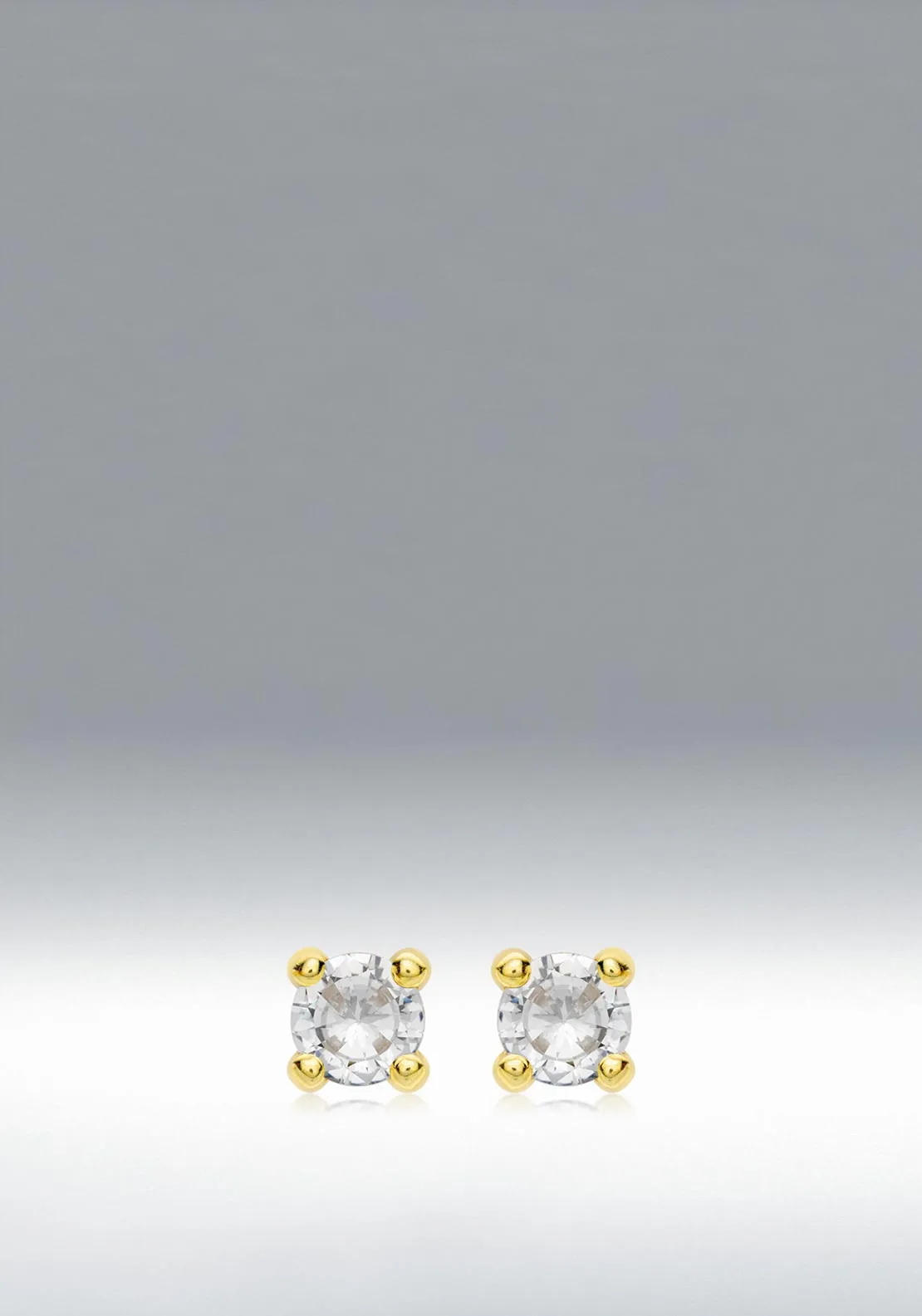 9 Carat Gold Dainty White CZ Stud Earrings, Gold