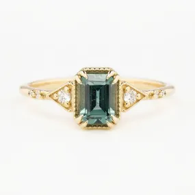 Agatha Ring 1.21ct Blue Montana Emerald Cut Sapphire, 14K Yellow Gold (One of a kind)