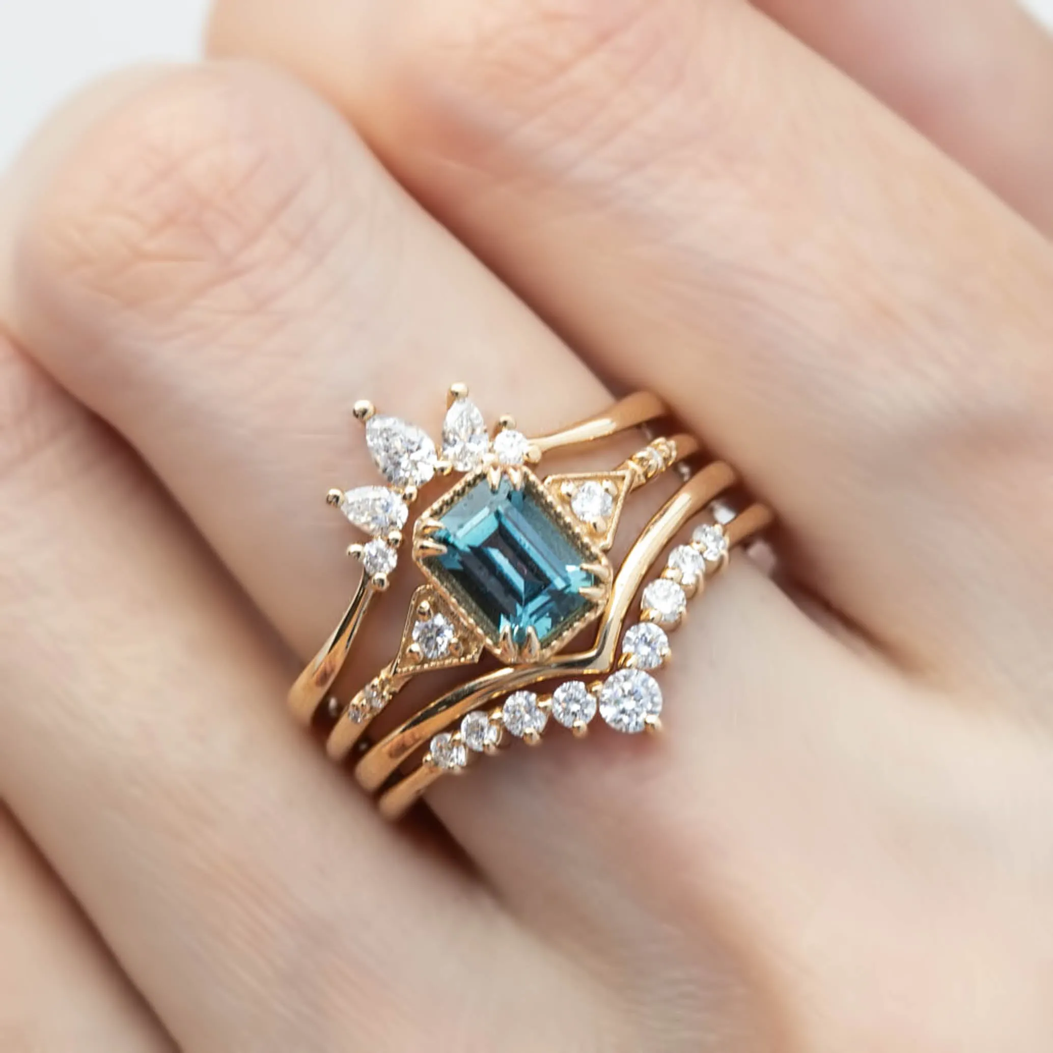 Agatha Ring 1.21ct Blue Montana Emerald Cut Sapphire, 14K Yellow Gold (One of a kind)