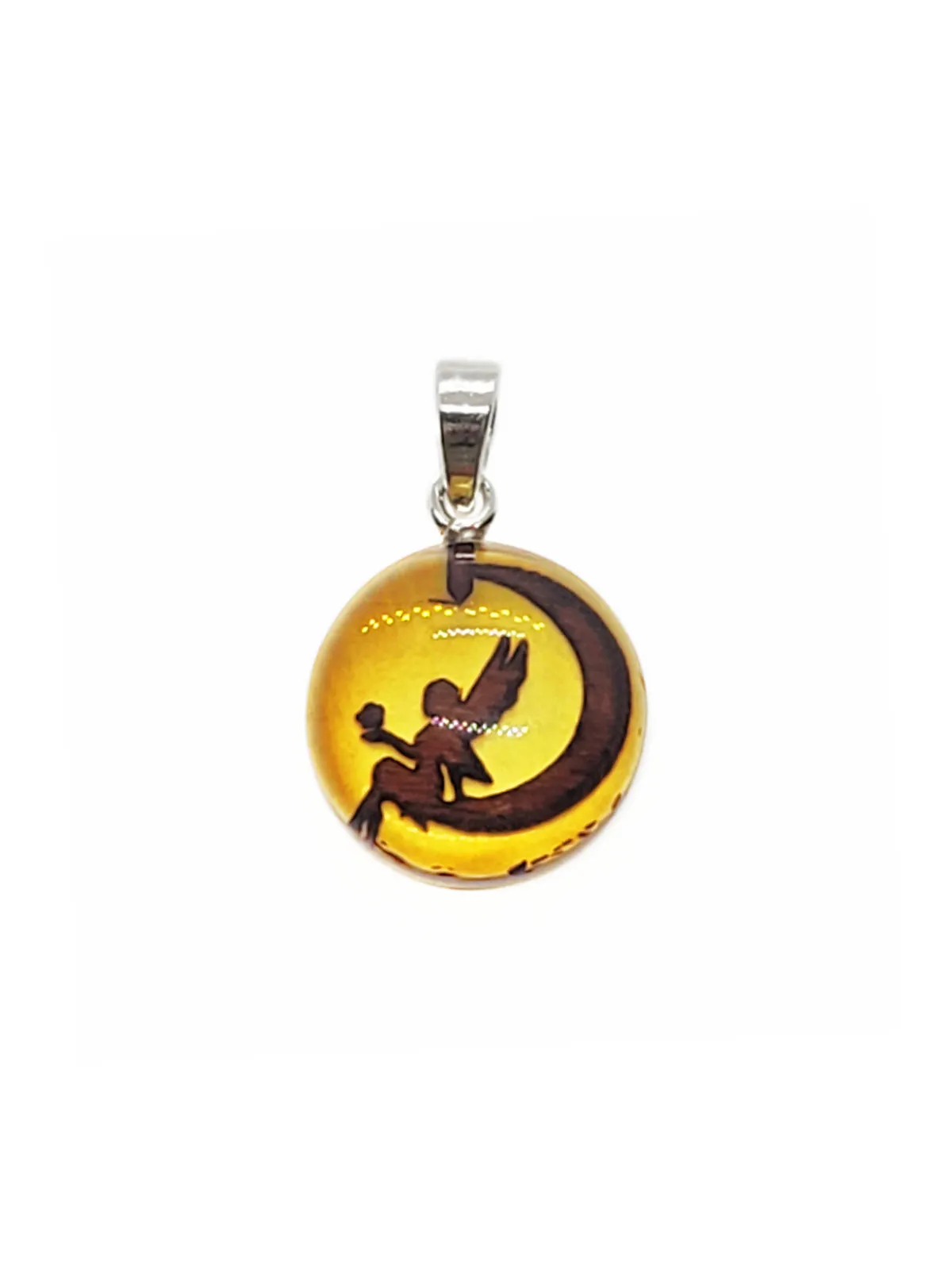 Amber Intaglio Fairy Moon Necklace