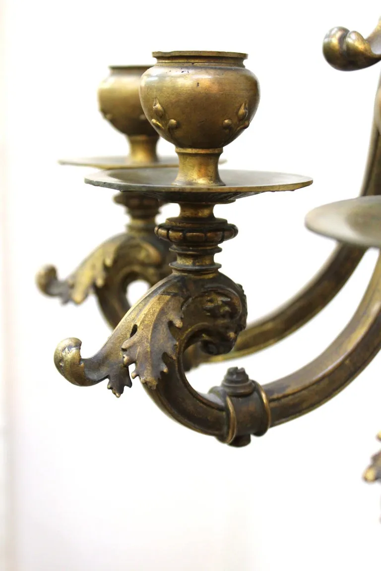 American Gilded Age Neoclassical Style Candelabra Sconces in Gilt Bronze