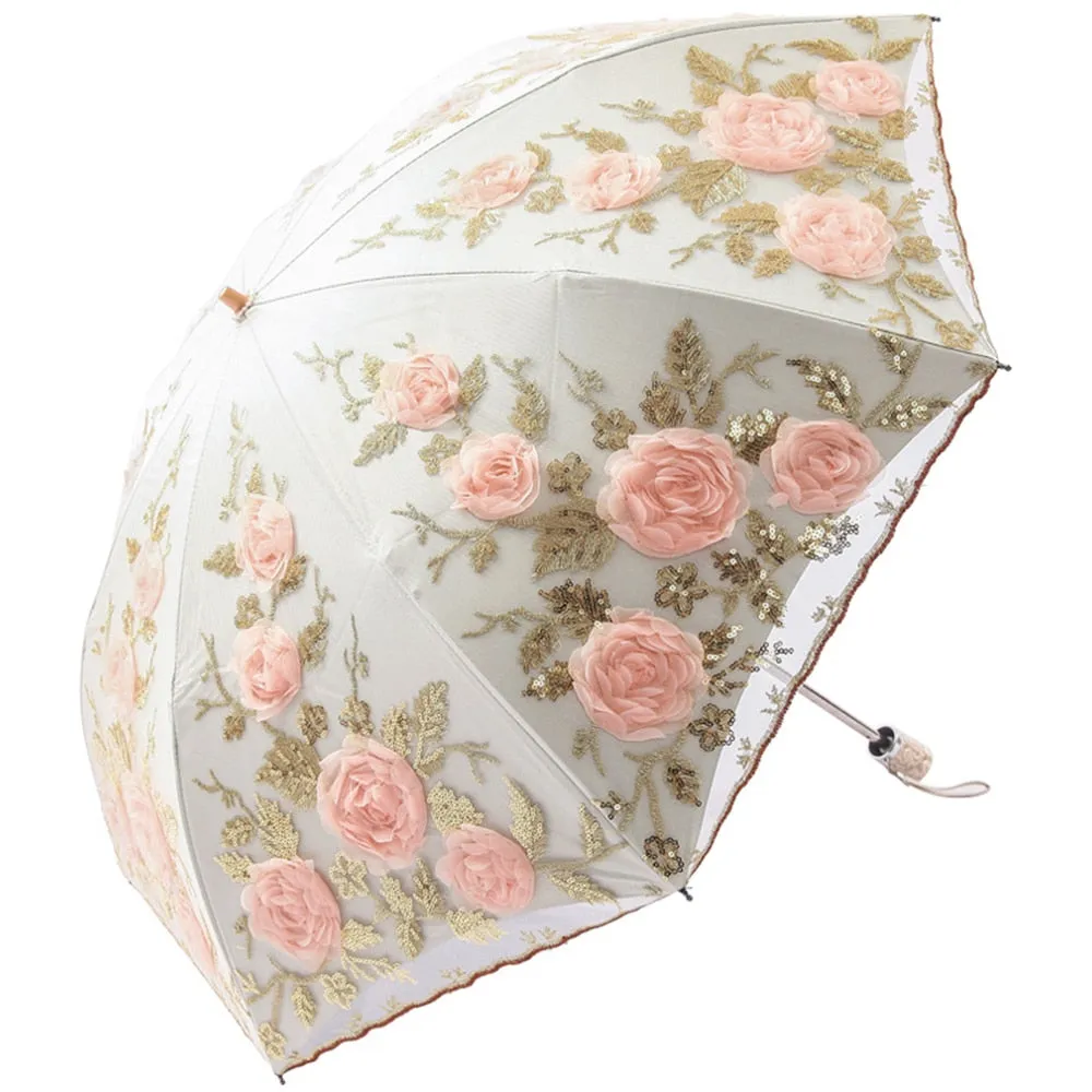 Années 30 Parapluie Romantique Broderie Fleur