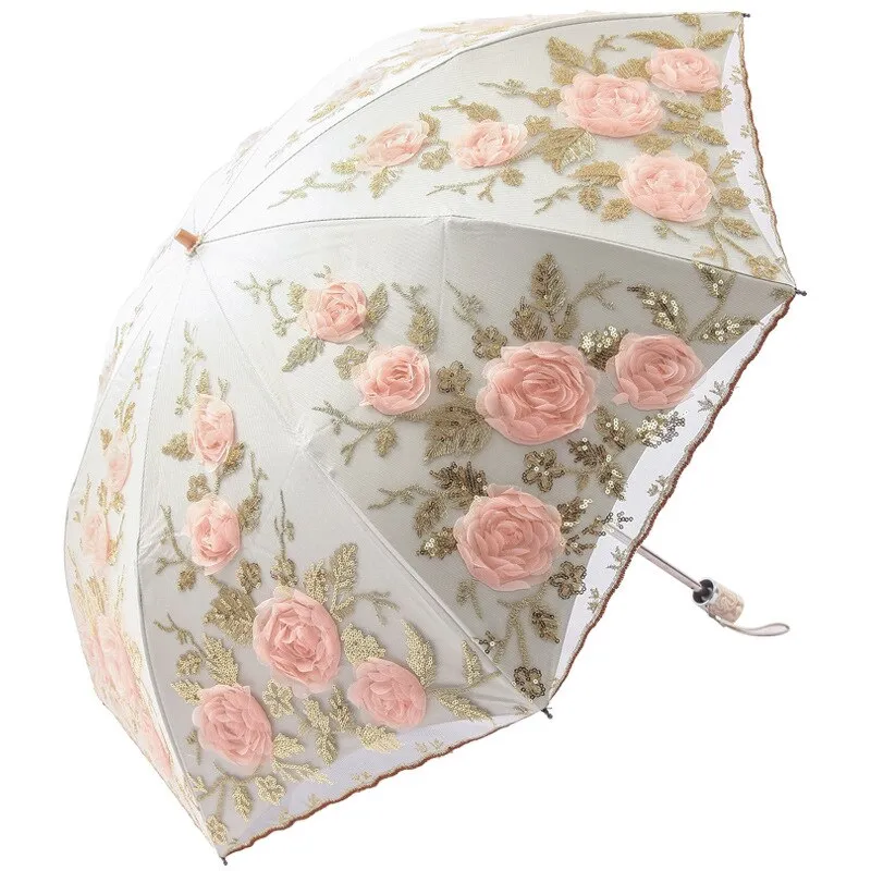 Années 30 Parapluie Romantique Broderie Fleur