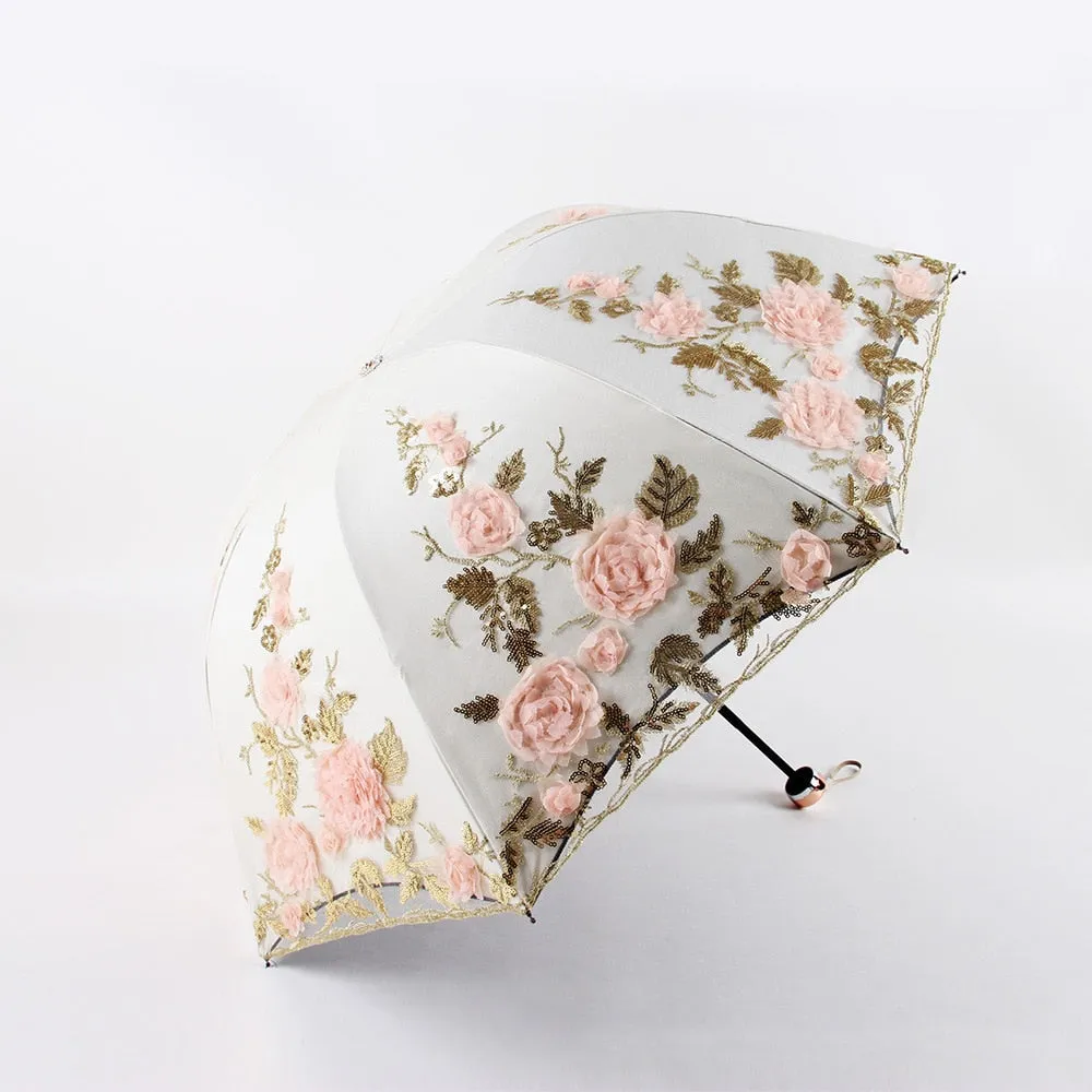 Années 30 Parapluie Romantique Broderie Fleur