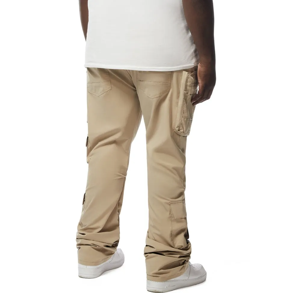 Big And Tall Stacked Windbreaker Utility Pants - Khaki