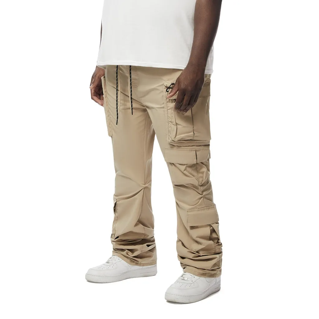 Big And Tall Stacked Windbreaker Utility Pants - Khaki