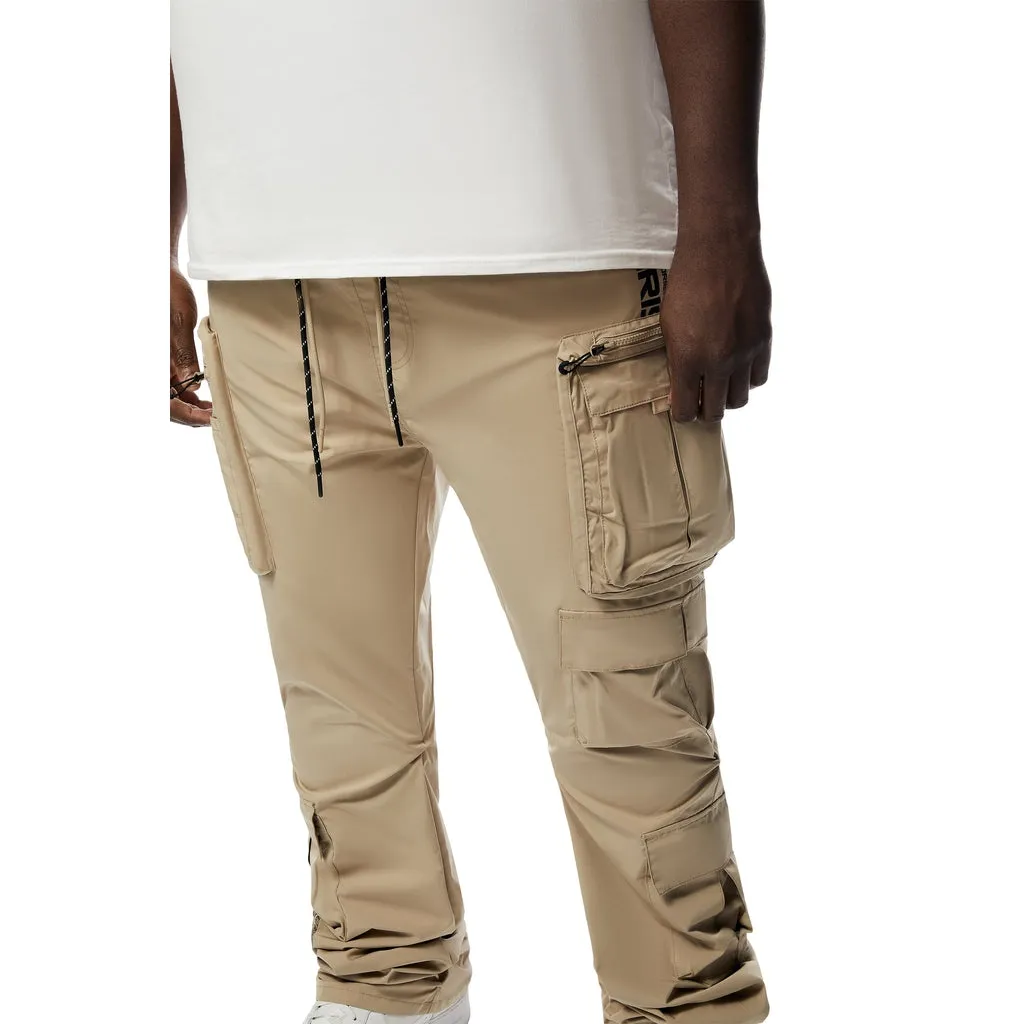 Big And Tall Stacked Windbreaker Utility Pants - Khaki