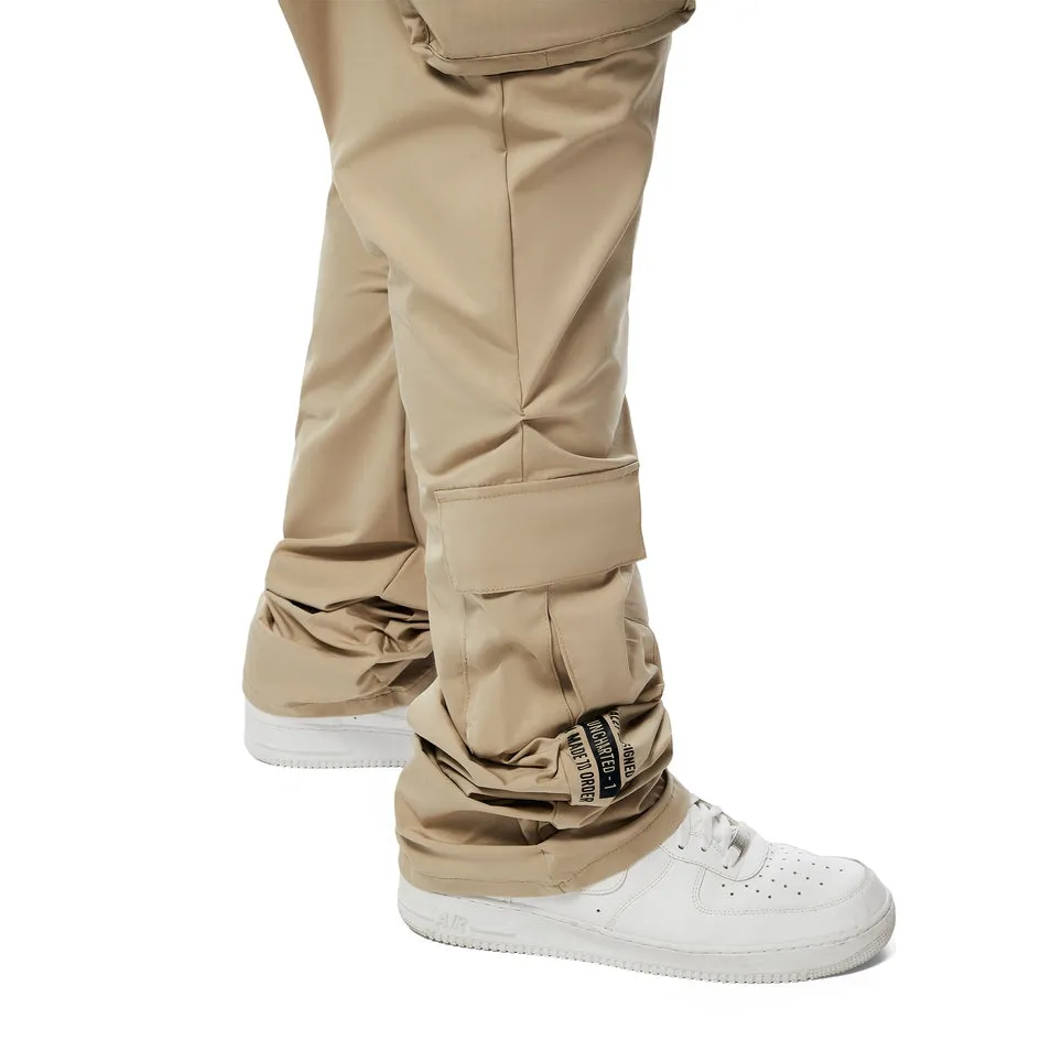 Big And Tall Stacked Windbreaker Utility Pants - Khaki