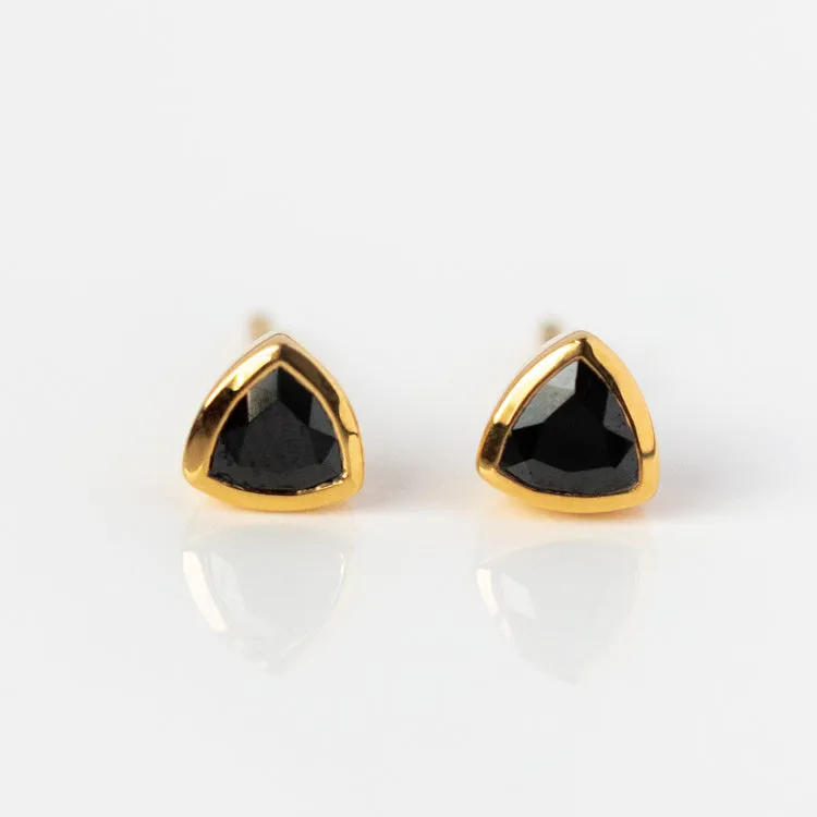 Black Onyx Trillion Stud Earrings