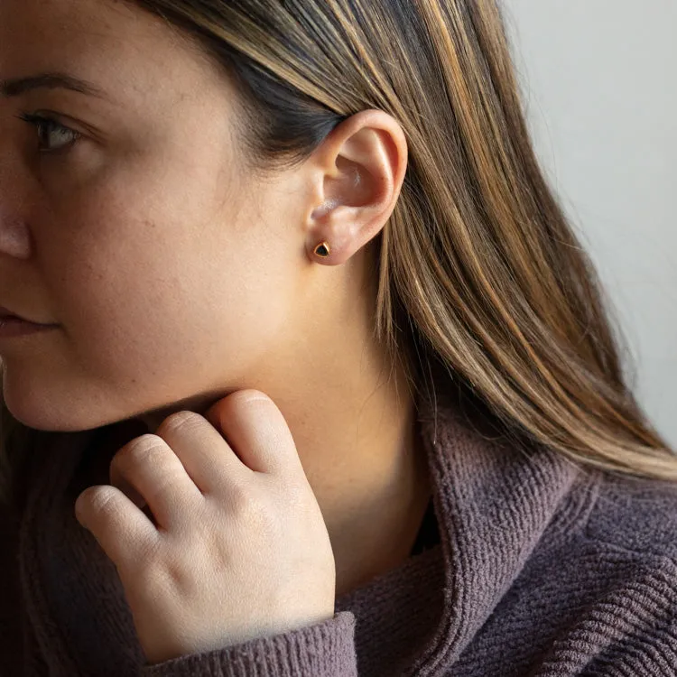 Black Onyx Trillion Stud Earrings