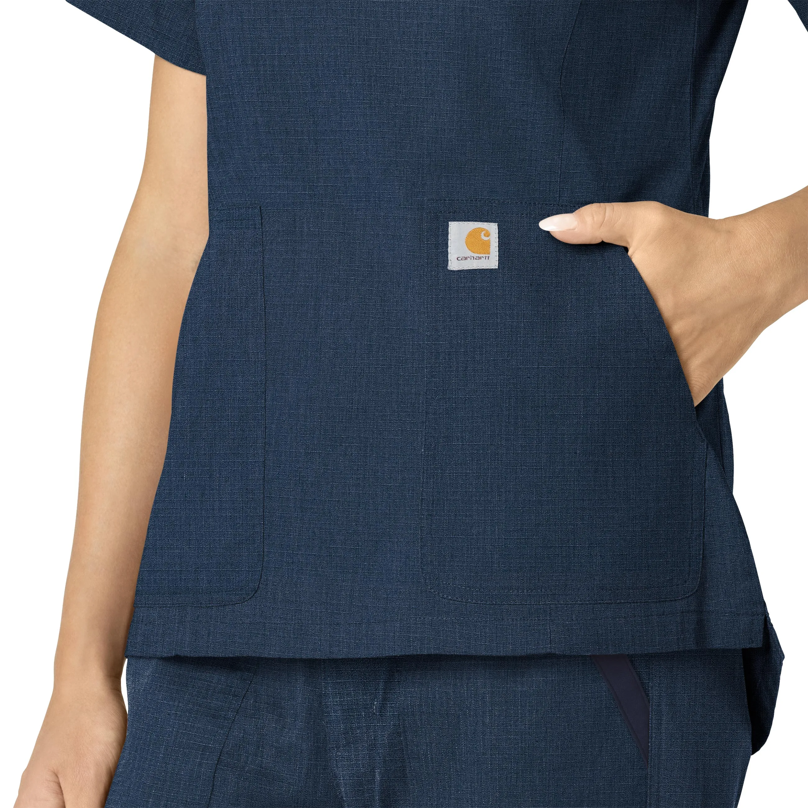 Carhartt Rugged Flex Ripstop Women's V-Neck Scrub Top - Navy Heather