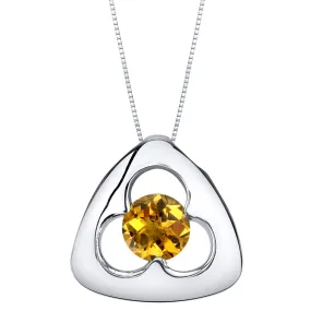 Citrine Pendant Sterling Silver Round Shape 0.75 Carat