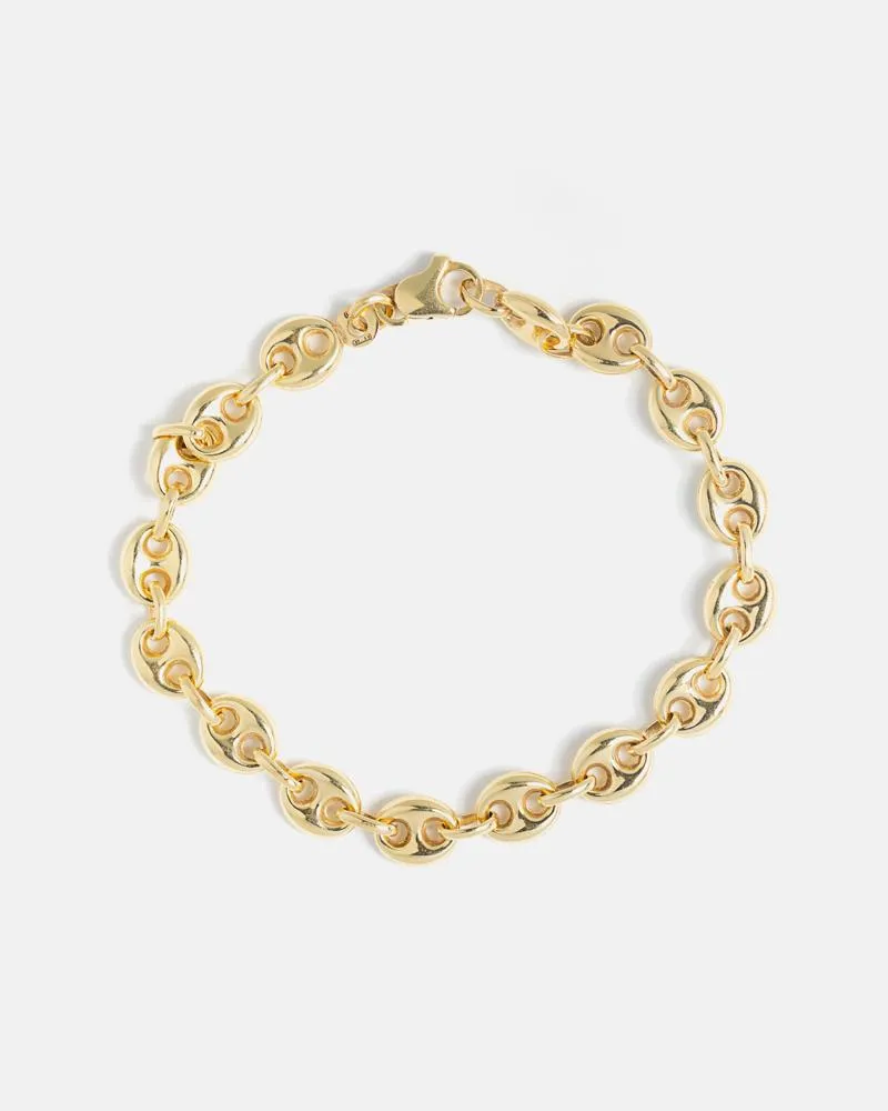 Coffee Bean Bracelet in 10k Yellow Gold