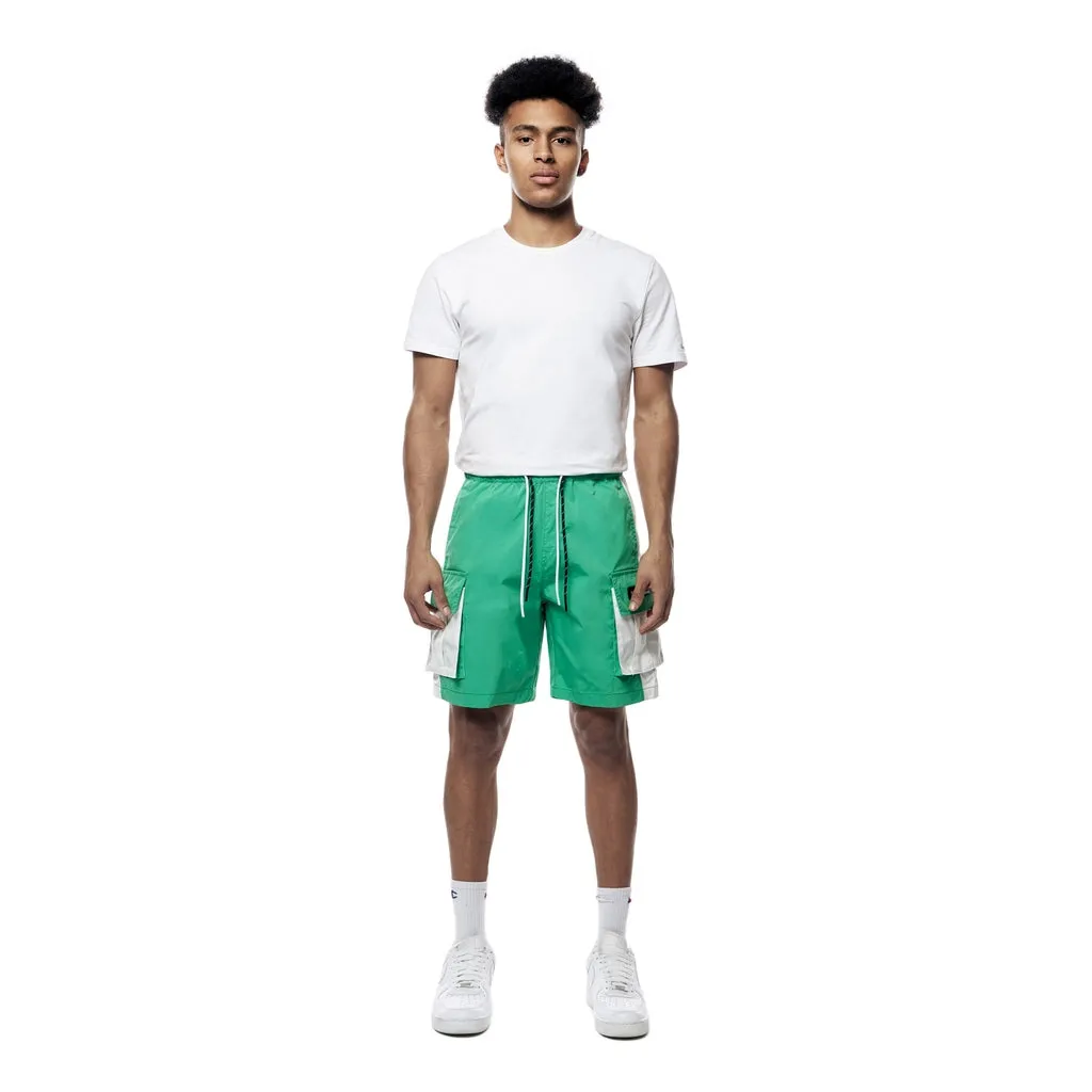 Color block Utility Windbreaker Shorts - Green Grass