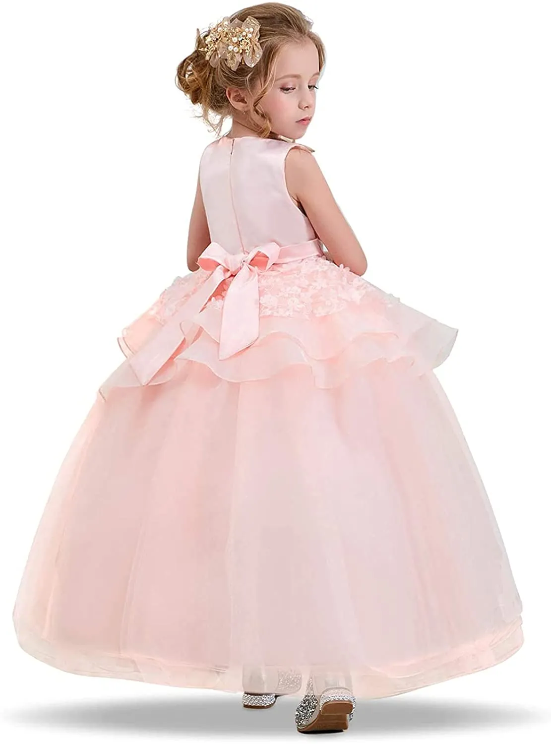 Girl Sleeveless Embroidery Princess Pageant Dresses Kids Prom Ball Gown