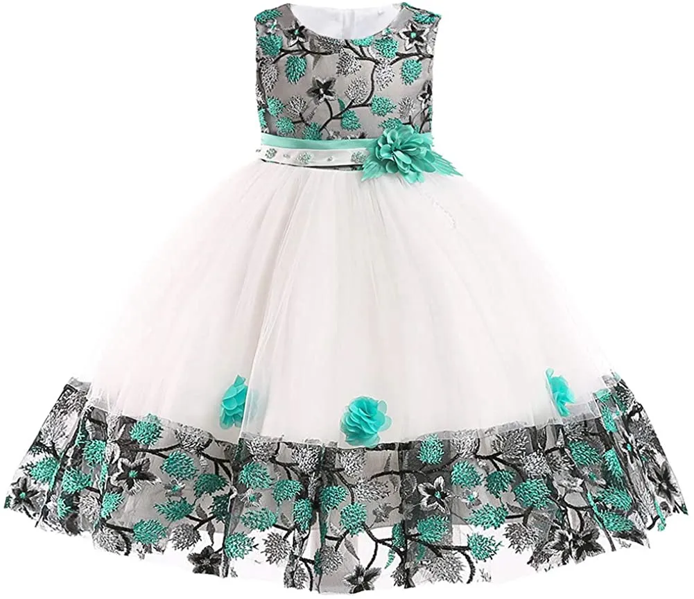 Girls' Lace Princess Wedding Baptism Dress Long Sleeve Formal Party Wear for Toddler Baby Girl