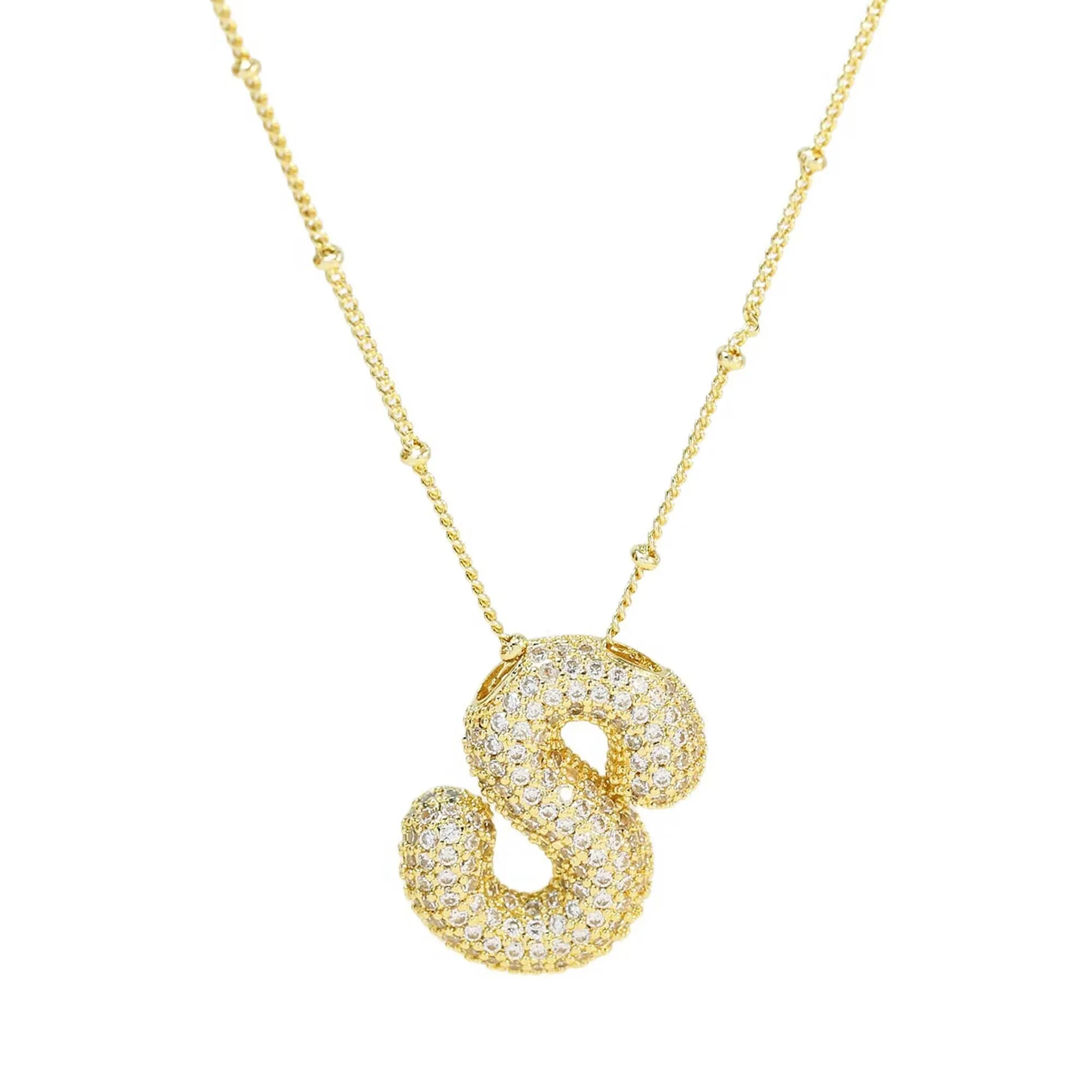 Initial Balloon Bubble 18K Gold Necklace