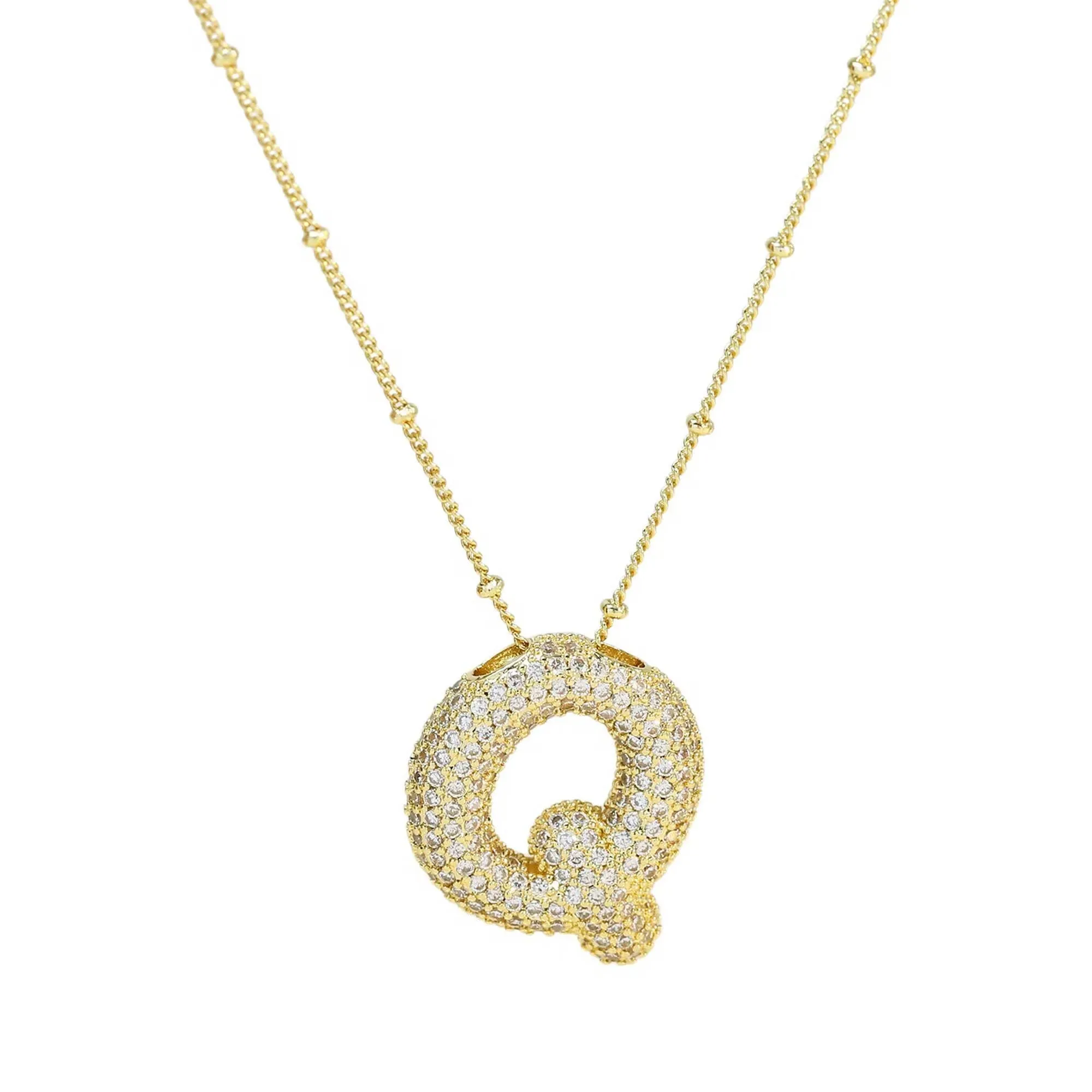 Initial Balloon Bubble 18K Gold Necklace