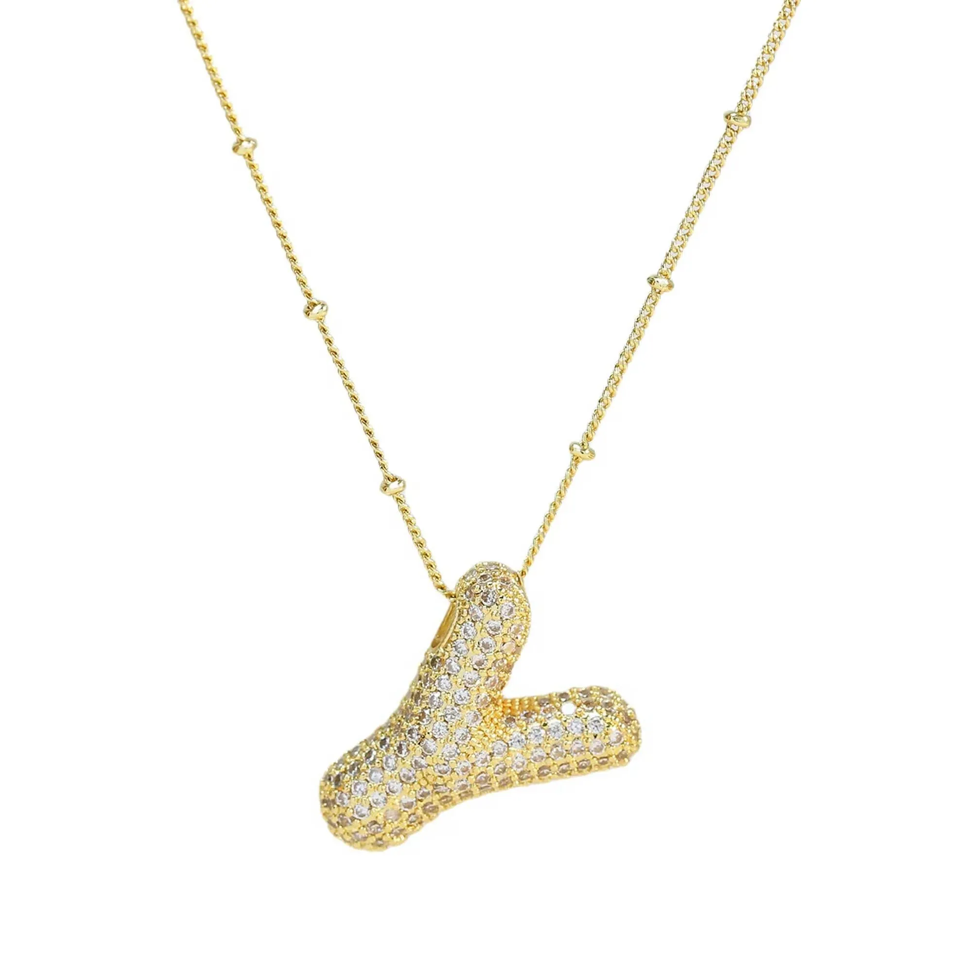 Initial Balloon Bubble 18K Gold Necklace