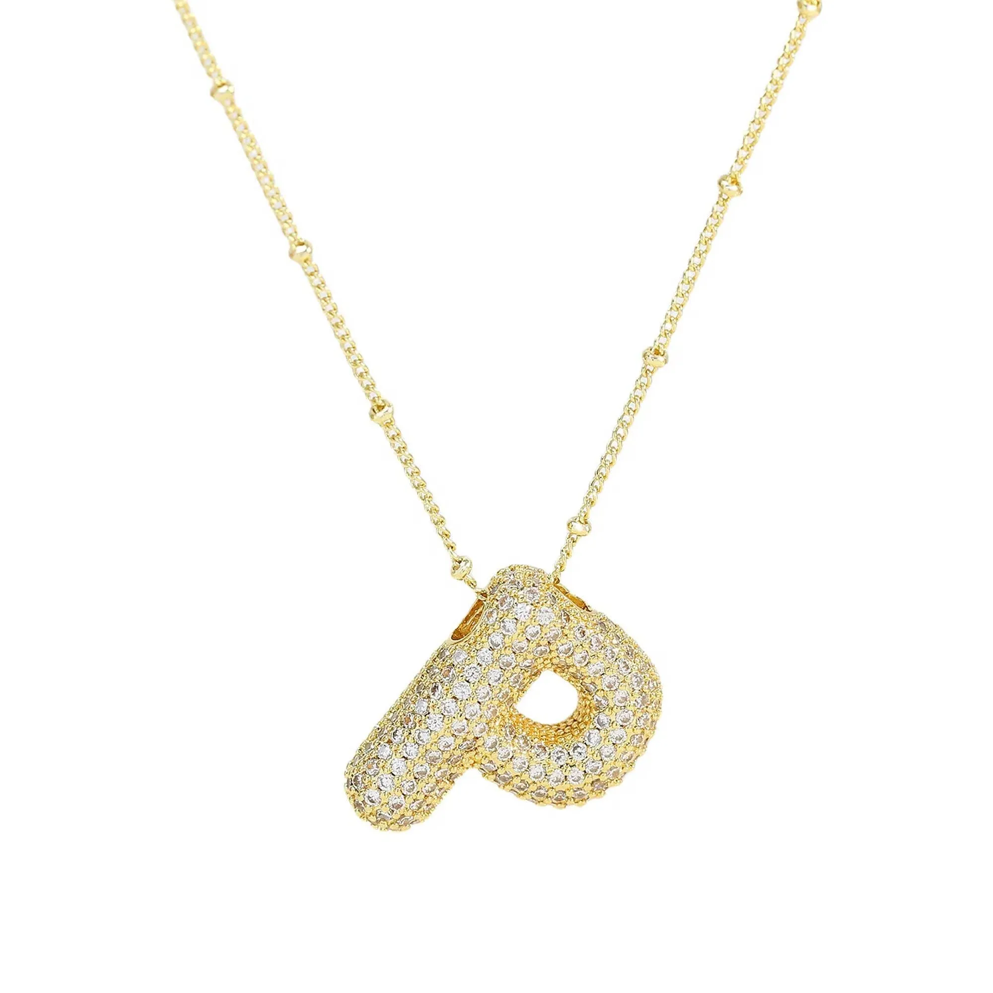 Initial Balloon Bubble 18K Gold Necklace