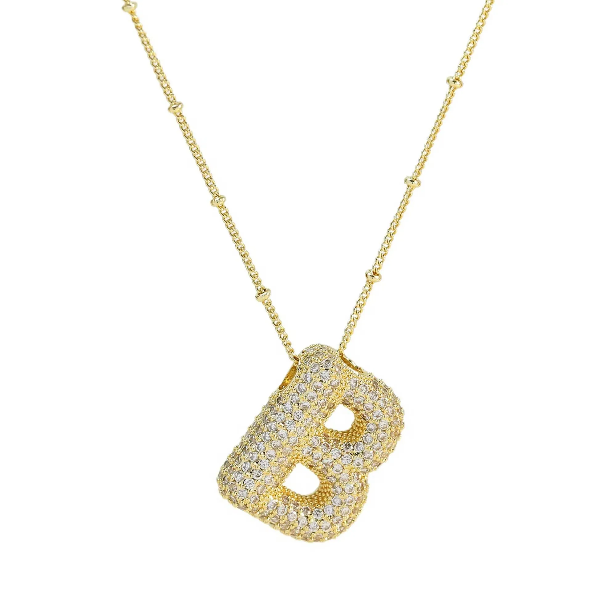 Initial Balloon Bubble 18K Gold Necklace