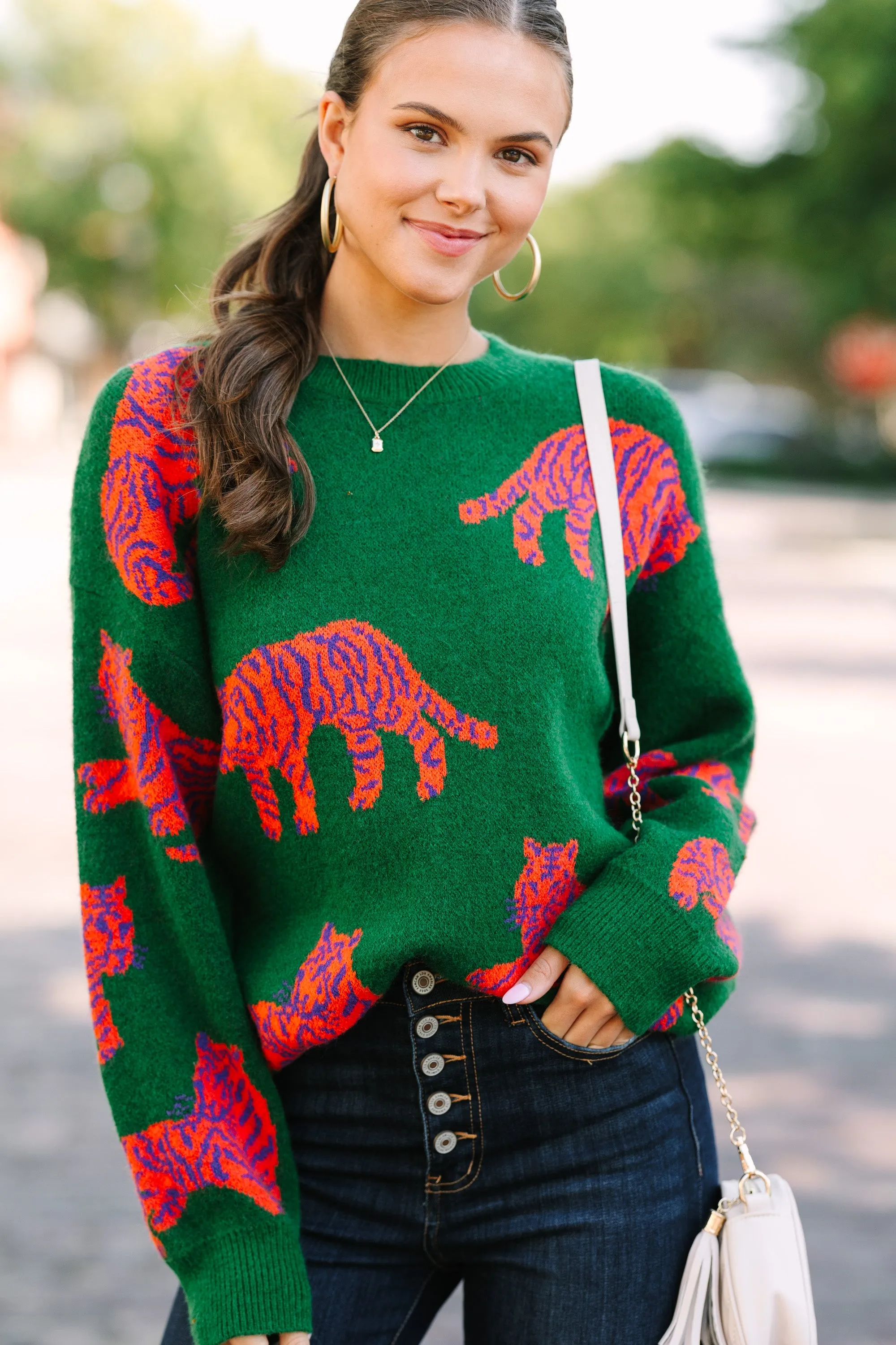 It's All Clear Green Tiger Sweater