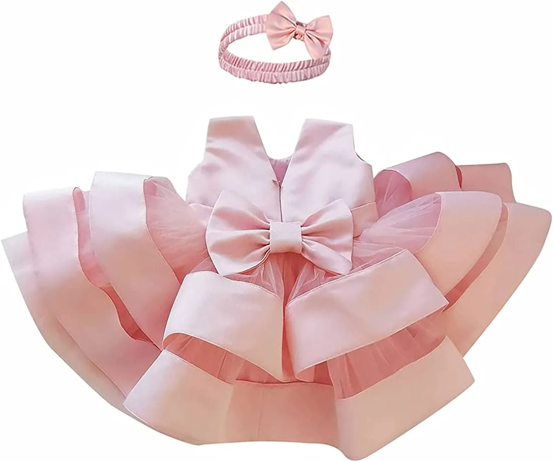 KLFFLGID Baby Girl Sequins Bowknot DressToddler Flutter Sleeve Tutu Gown Flower Girl Wedding Birthday Party Dresses