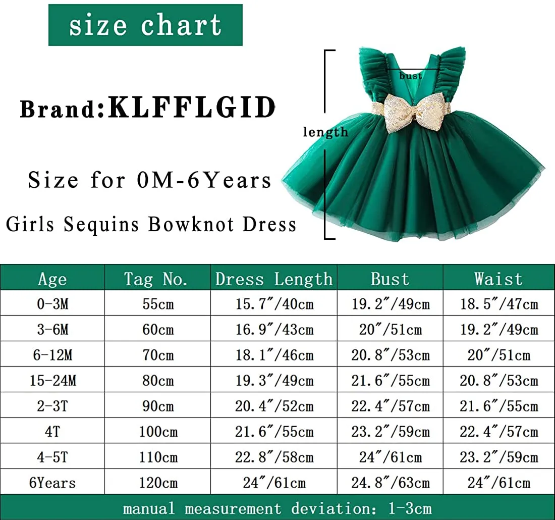 KLFFLGID Baby Girl Sequins Bowknot DressToddler Flutter Sleeve Tutu Gown Flower Girl Wedding Birthday Party Dresses