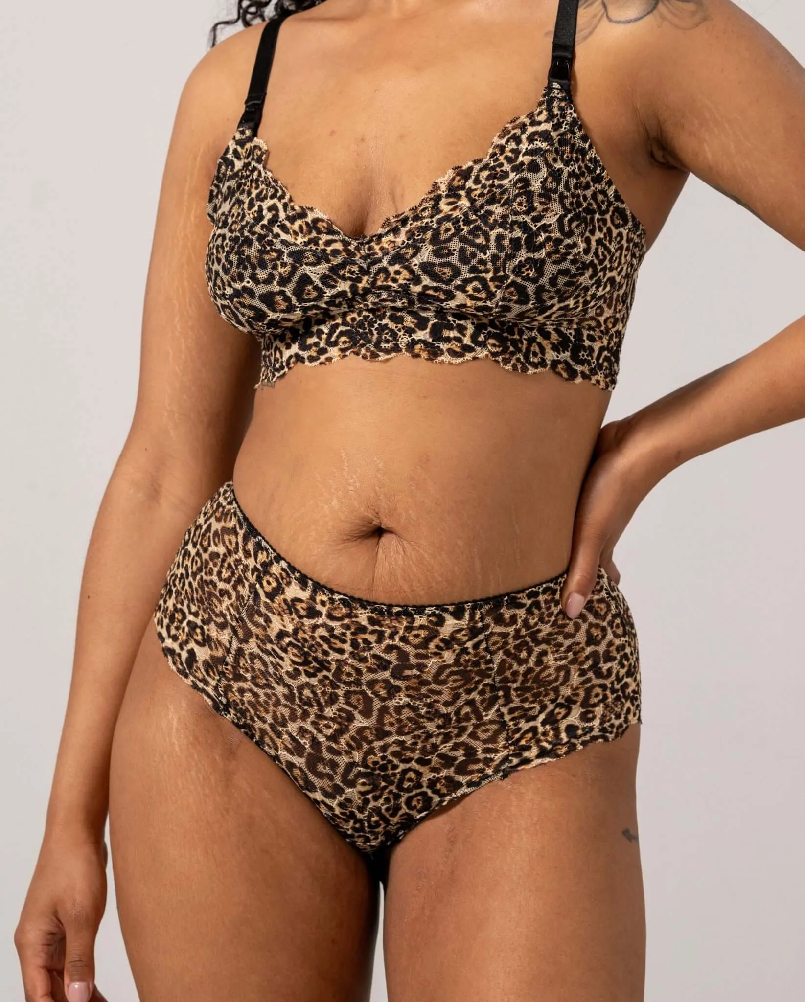 Lace Highwaist Briefs Gold Leopard