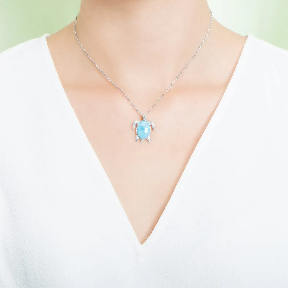 Larimar Na Pali Honu Pendant