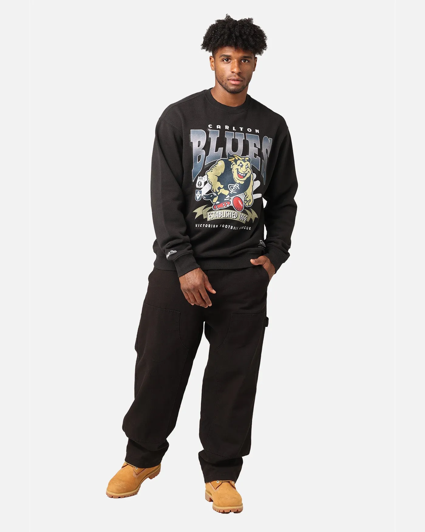 Mitchell & Ness Carlton Blues Character Crewneck Faded Black