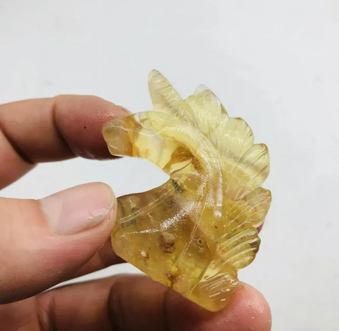 Natural Yellow Fluorite gemstone carved Unicorn