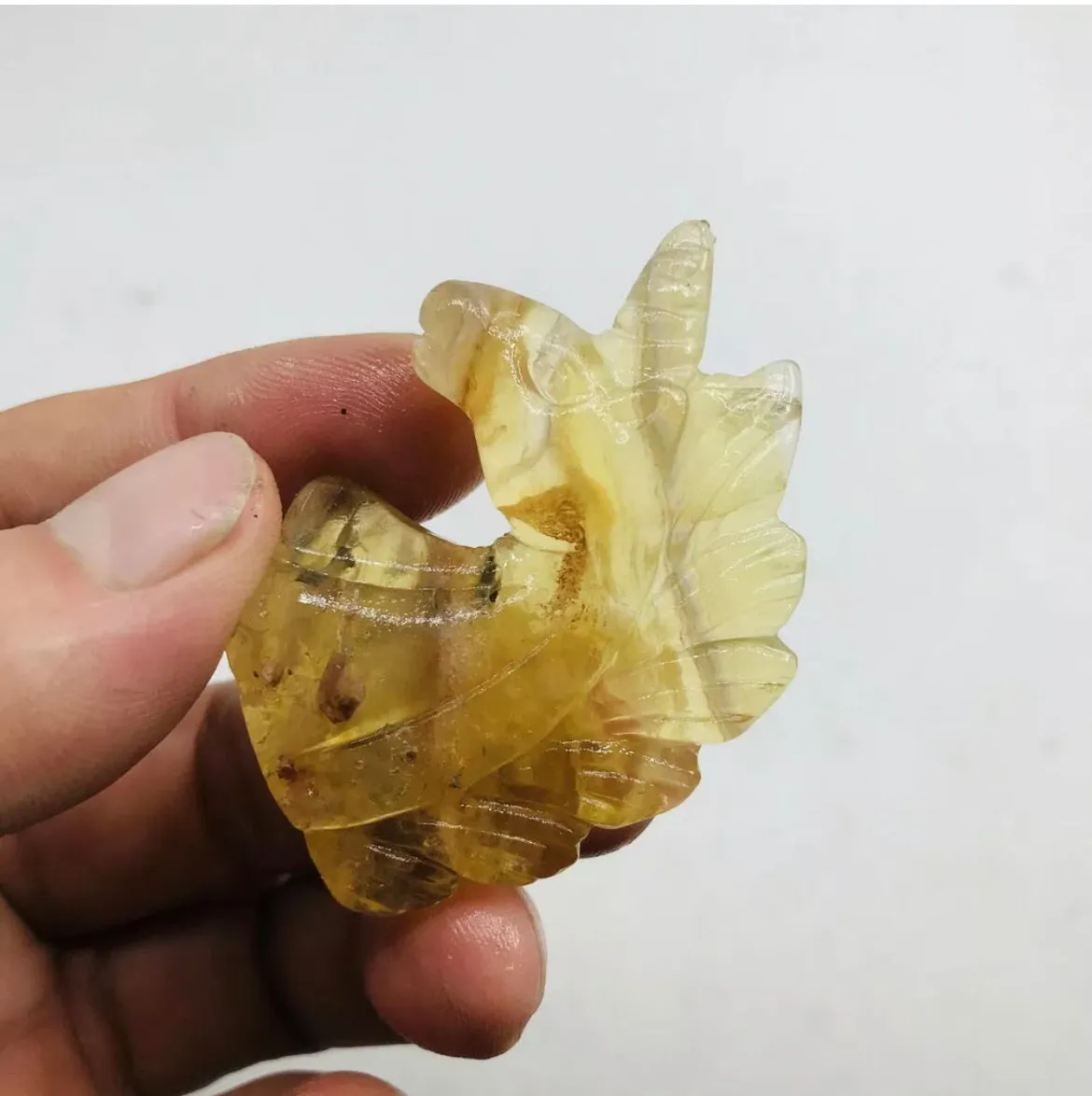 Natural Yellow Fluorite gemstone carved Unicorn