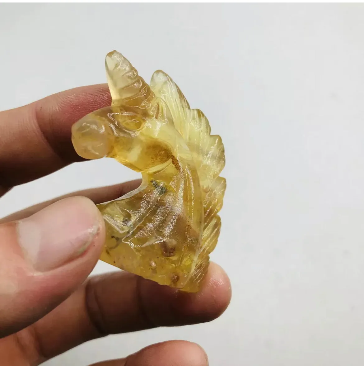 Natural Yellow Fluorite gemstone carved Unicorn