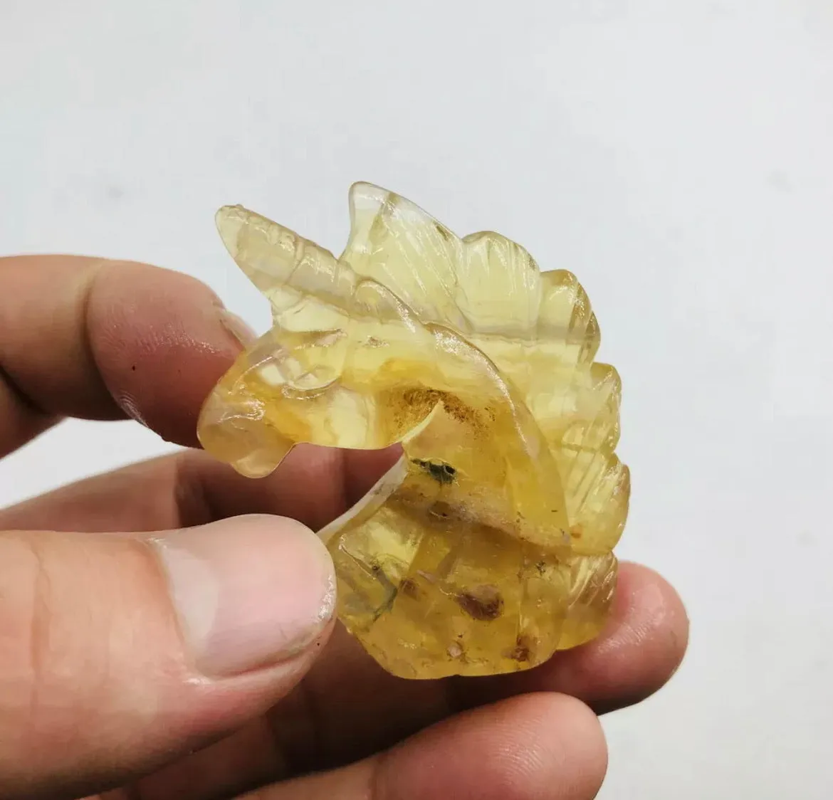 Natural Yellow Fluorite gemstone carved Unicorn