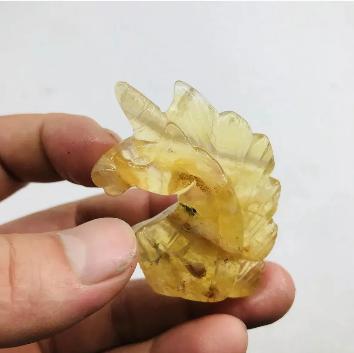 Natural Yellow Fluorite gemstone carved Unicorn