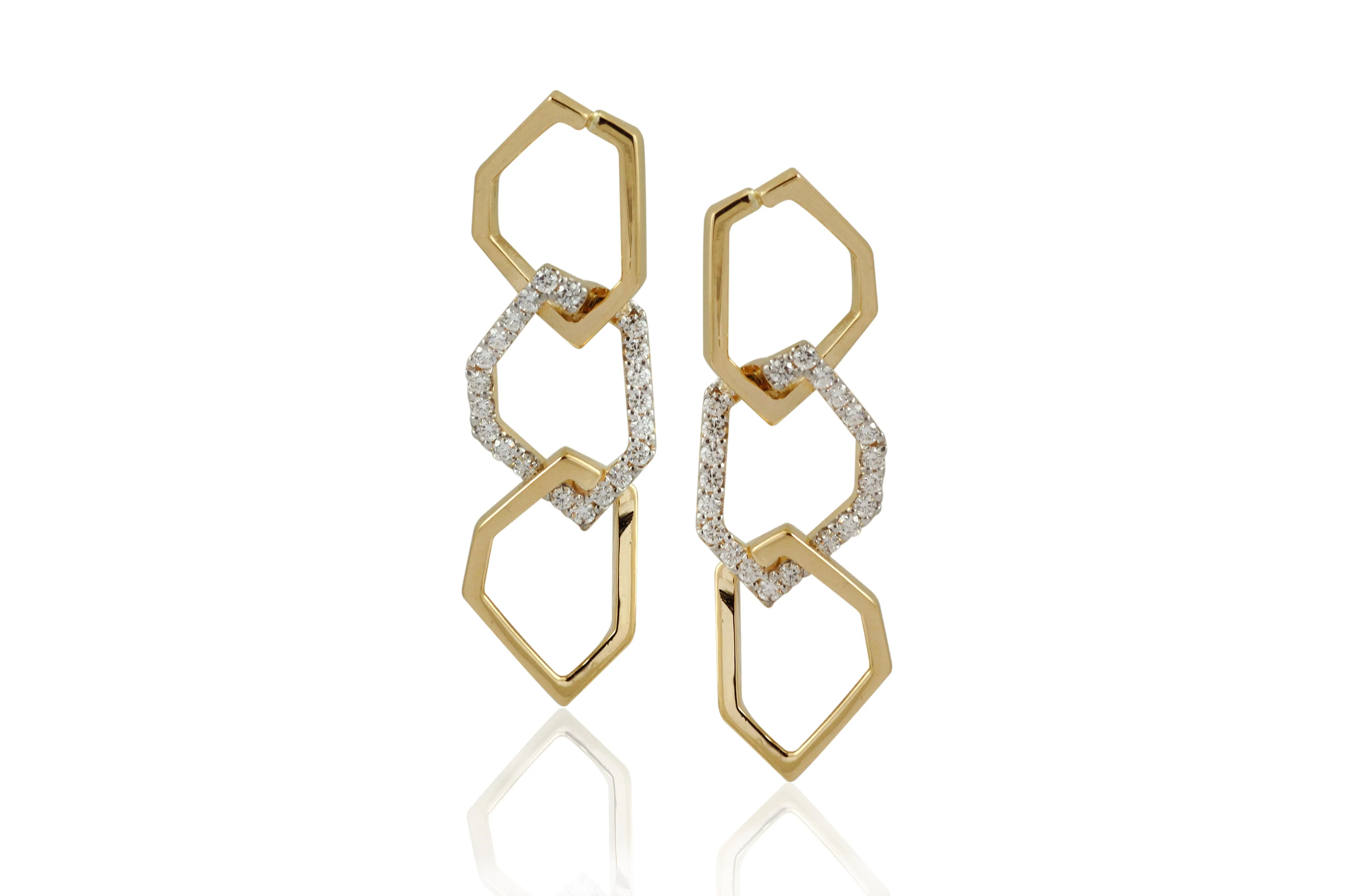 Origami Skinny Link no.5  Diamond Earrings