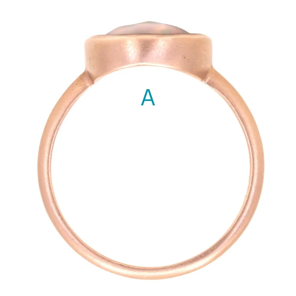 Oval Bezel Set Rosecut Opal Ring in 14k Rose Gold