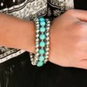 Paparazzi Accessories - Sandstone Serendipity Fashion Fix Blue Bracelet December 2019