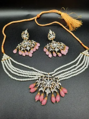 PINK ROYAL STYLE EARRINGS & CHOKER FOR ROYAL PEOPLE