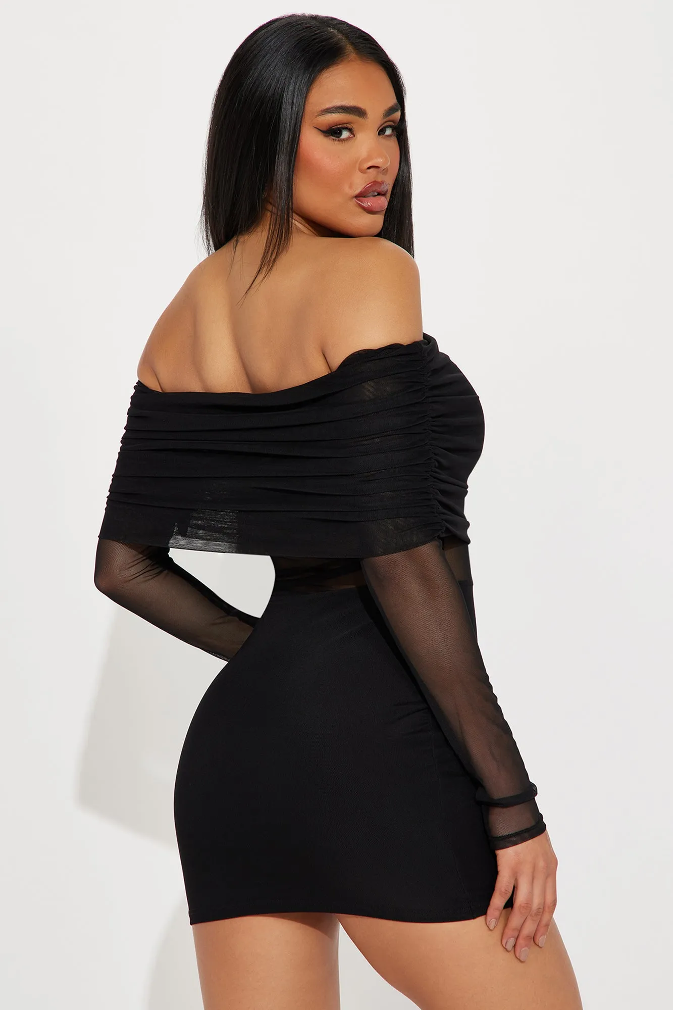 Raveena Mesh Mini Dress - Black